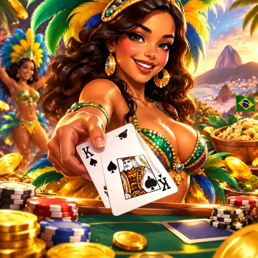 Mesa de blackjack VIP com cartas e fichas douradas
